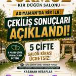 ADIYAMAN (PERRE) - (Selahattin ALPTEKİN) - Adıyaman'da evlilik hazırlığı yapan çiftlere yönelik düzenlenen ücretsiz düğün salonu çekilişinin sonuçları canlı yayında açıklandı.