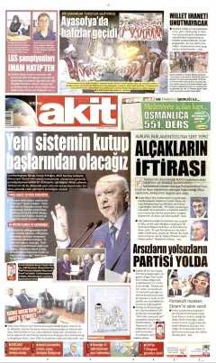 Yeni Akit Gazetesi Manşetleri