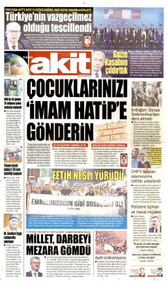 Yeni Akit Gazetesi Manşetleri