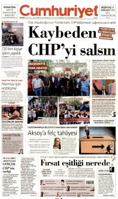 Cumhuriyet Gazetesi Manşetleri