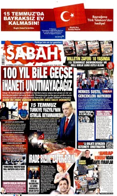 Sabah Gazetesi Manşetleri