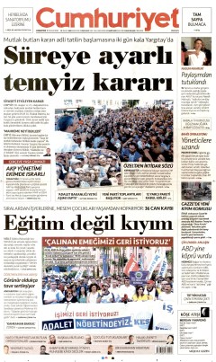 Cumhuriyet Gazetesi Manşetleri