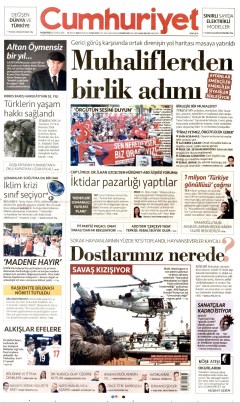 Cumhuriyet Gazetesi Manşetleri