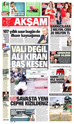 Akşam Gazetesi Manşetleri