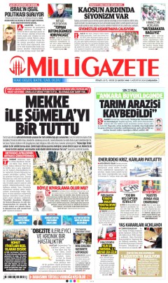 Milli Gazete Gazetesi Manşetleri