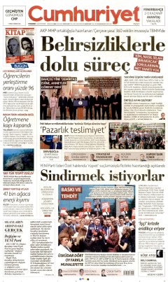 Cumhuriyet Gazetesi Manşetleri