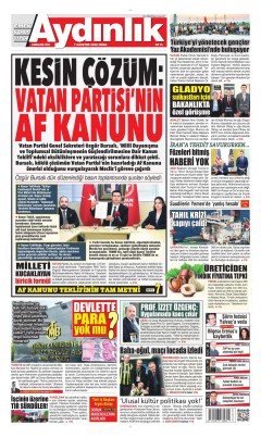 Aydınlık Gazetesi Gazetesi Manşetleri