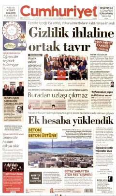 Cumhuriyet Gazetesi Manşetleri