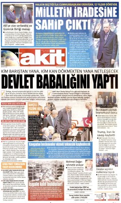Yeni Akit Gazetesi Manşetleri