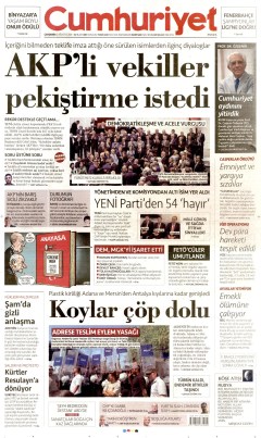 Cumhuriyet Gazetesi Manşetleri