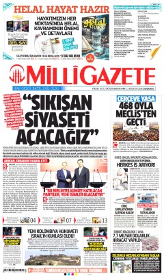 Milli Gazete Gazetesi Manşetleri