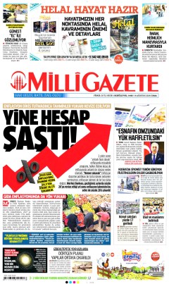 Milli Gazete Gazetesi Manşetleri
