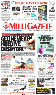Milli Gazete Gazetesi Manşetleri