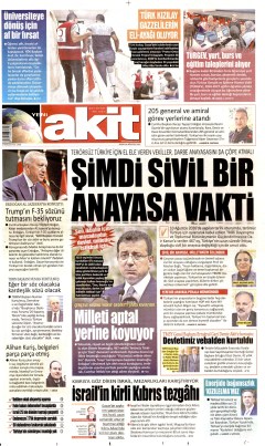 Yeni Akit Gazetesi Manşetleri
