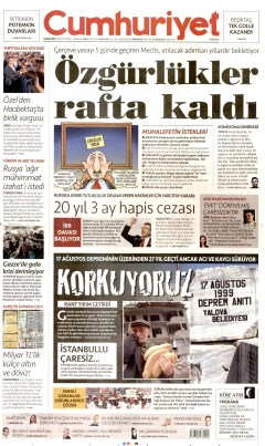 Cumhuriyet Gazetesi Manşetleri