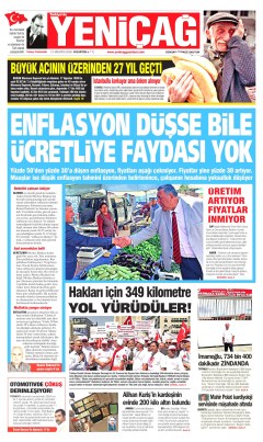 Yeniçağ Gazetesi Manşetleri