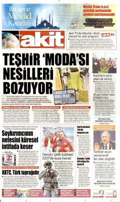 Yeni Akit Gazetesi Manşetleri