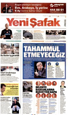 Yeni Şafak Gazetesi Manşetleri