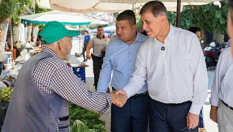 Başkan Tugay Tire'de vatandaşlar, üreticiler ve esnafla buluştu