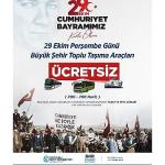 Kocaeli'de 29 Ekim'de toplu ulaşım ücretsiz