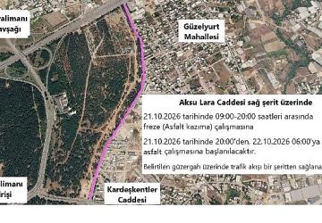 Aksu Lara Caddesi'nde asfalt çalışması yapılacak