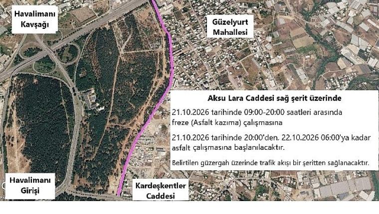 Aksu Lara Caddesi'nde asfalt çalışması yapılacak