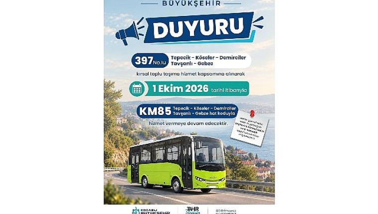 397 No'lu hat KM85 olarak sefer yapacak