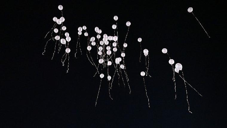 Gökyüzüne pembe balon bıraktılar