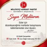 ADIYAMAN (PERRE) - (Murat KAYIŞ) - Milliyetçi Hareket Partisi (MHP) Adıyaman İl Başkanlığı tarafından mahalle ve köy muhtarlarına yönelik istişare toplantısı düzenlendi.