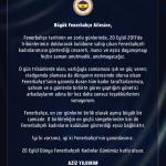 İSTANBUL (PERRE) - (Berfin GÜRBÜZ) - Fenerbahçe Spor Kulübü, 20 Eylül Dünya Fenerbahçeli Kadınlar Günü dolayısıyla yayımladığı mesajda, 2011 yılında tribünleri dolduran 41 bin 663 kadın ve çocuk taraftarın oluşturduğu da...