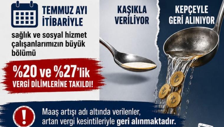 Türk Sağlık-Sen Şube Başkanı Karakuş: Kaşıkla verip kepçeyle almak kabul edilemez