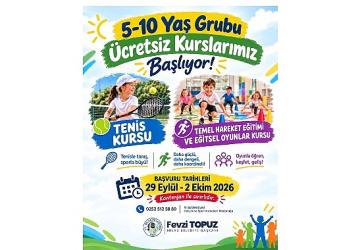 Milas Belediyesi Tenis, Temel Hareket Eğitimi ve Eğitsel Oyunlar Kursları İçin Kayıtları Başlatıyor