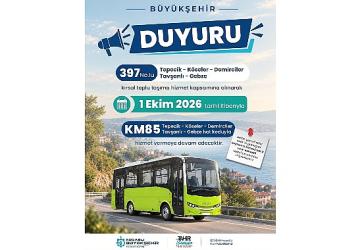 397 No'lu hat KM85 olarak sefer yapacak